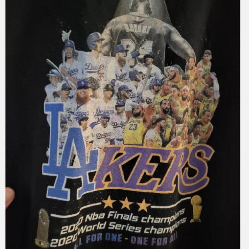 LA Champions Shirt Unisex Large Black Lakers Dodgers 2020 RARE